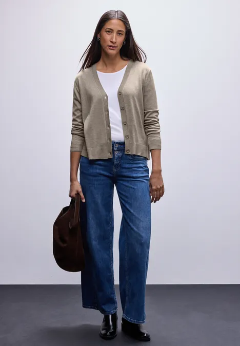 Strickjacke mit V-Ausschnitt mocha dream mel.