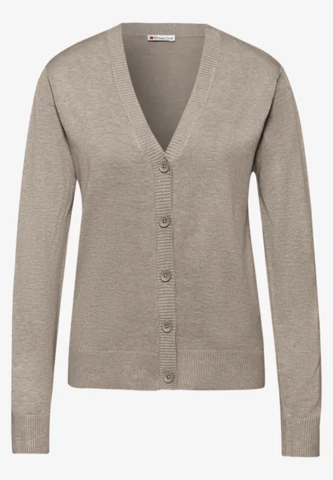Strickjacke mit V-Ausschnitt mocha dream mel.