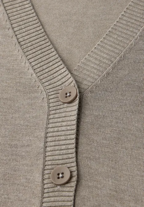 Strickjacke mit V-Ausschnitt mocha dream mel.