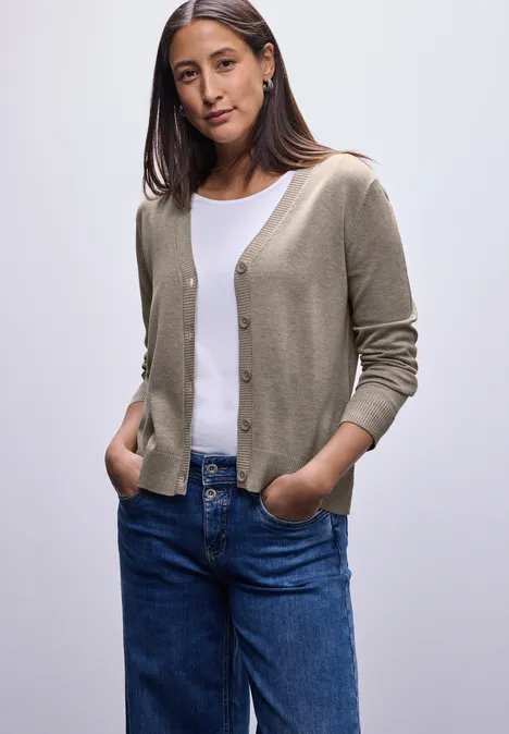 Strickjacke mit V-Ausschnitt mocha dream mel.