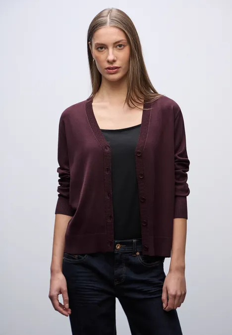 Strickjacke mit V-Ausschnitt jazz berry