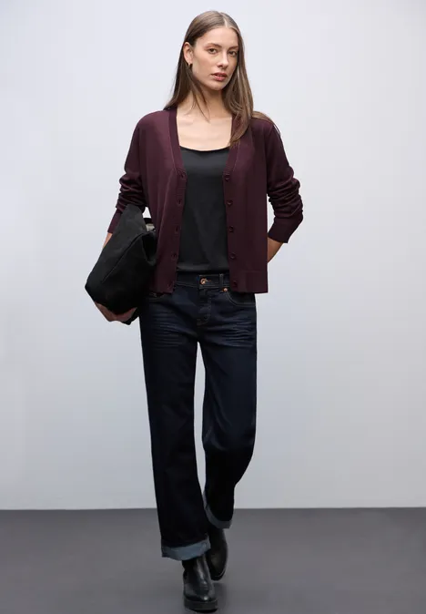 Strickjacke mit V-Ausschnitt jazz berry