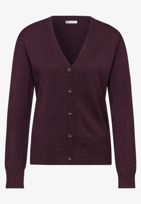 Strickjacke mit V-Ausschnitt jazz berry