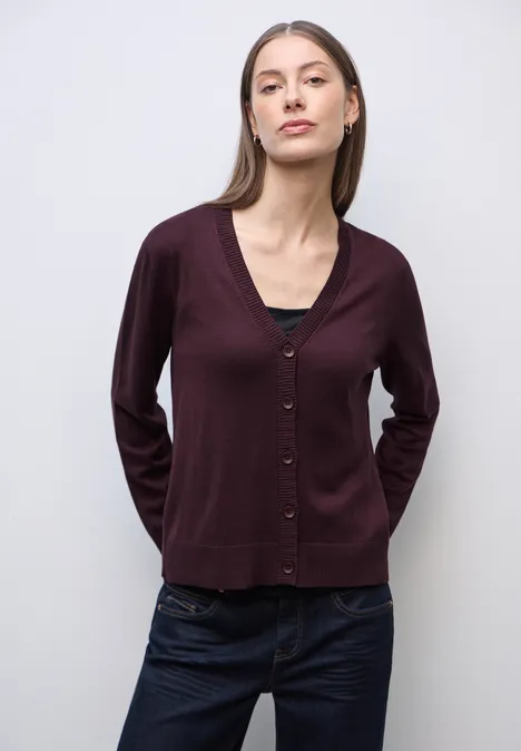 Strickjacke mit V-Ausschnitt jazz berry