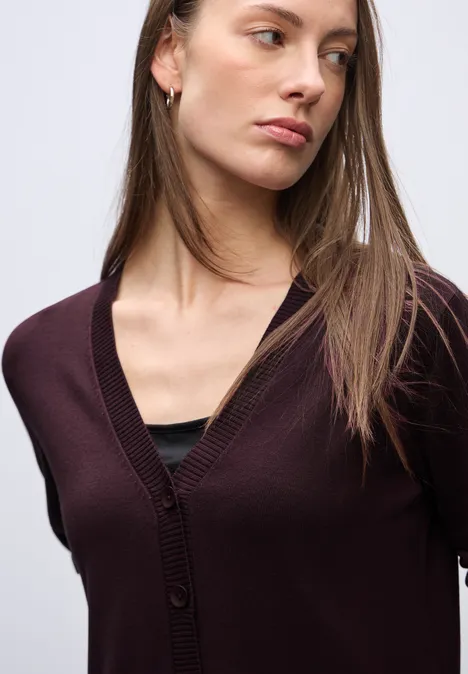 Strickjacke mit V-Ausschnitt jazz berry