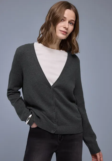 Kuscheliger V-Neck Cardigan gravel grey mel. Kuscheliger V-Neck Cardigan gravel grey mel.