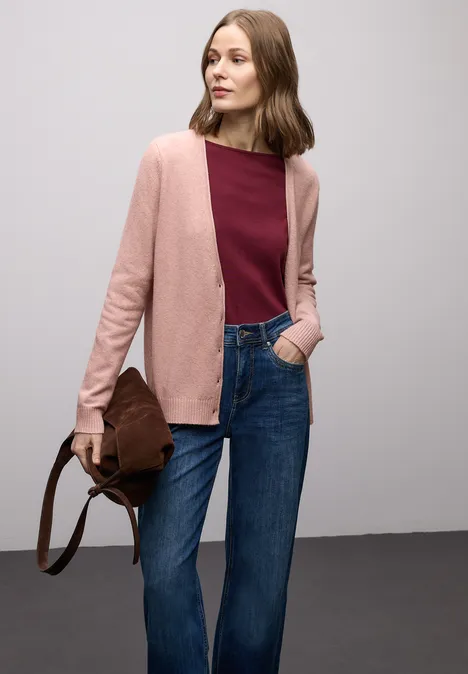 Kuscheliger V-Neck Cardigan faded rose mel.