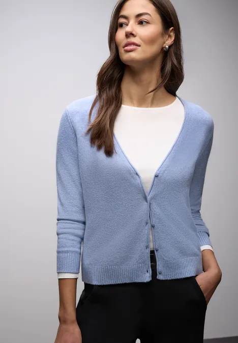 Kuscheliger V-Neck Cardigan frosted blue mel.