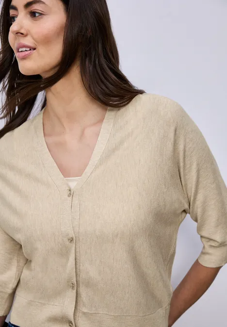 Effen vest cotton beige mel.