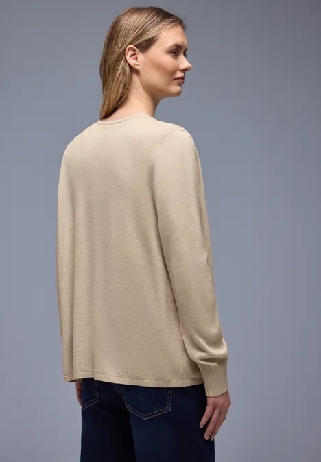 Effen vest cotton beige mel.