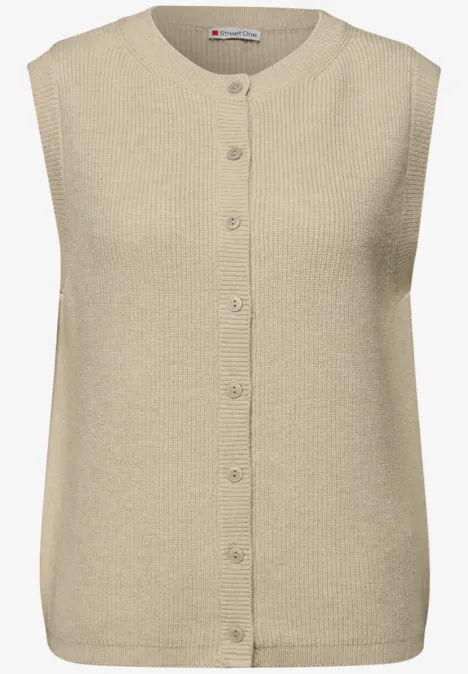 Zacht vest cotton beige mel.