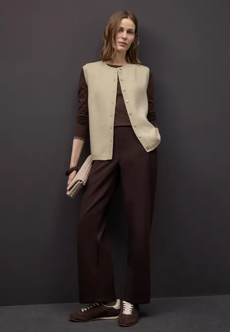 Zacht vest cotton beige mel.