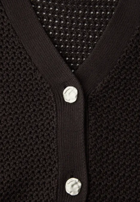 Cardigan à manches courtes avec col en V et structure espresso brown