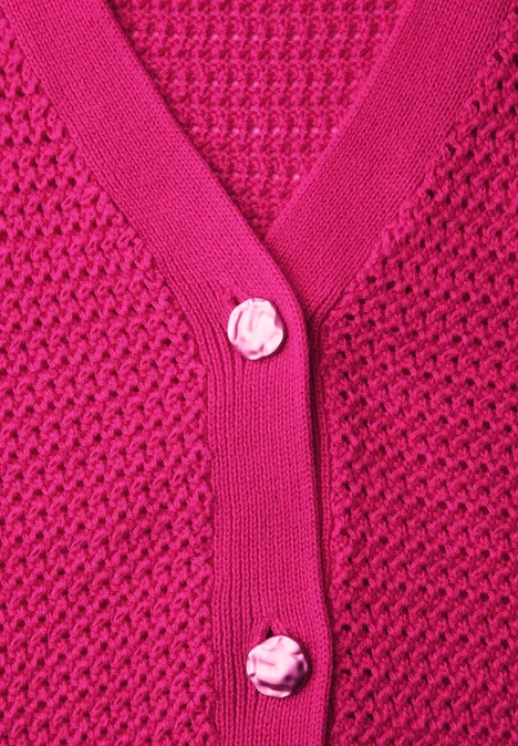 Cardigan à manches courtes avec col en V et structure magenta dream