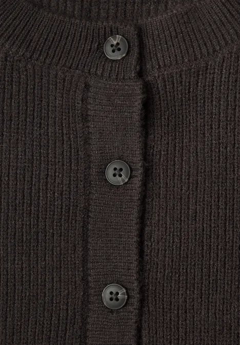 Donkerbruin gebreid vest met knoopsluiting