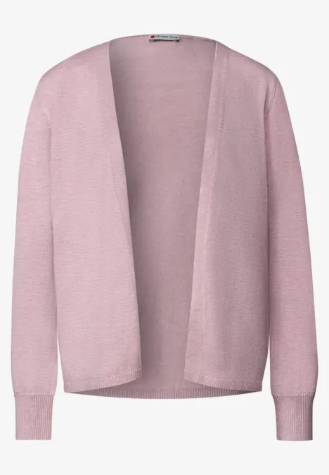 Offener Cardigan in Unifarbe quiet rose mel. Zartrosa, offener Strickcardigan mit langen Ärmeln.