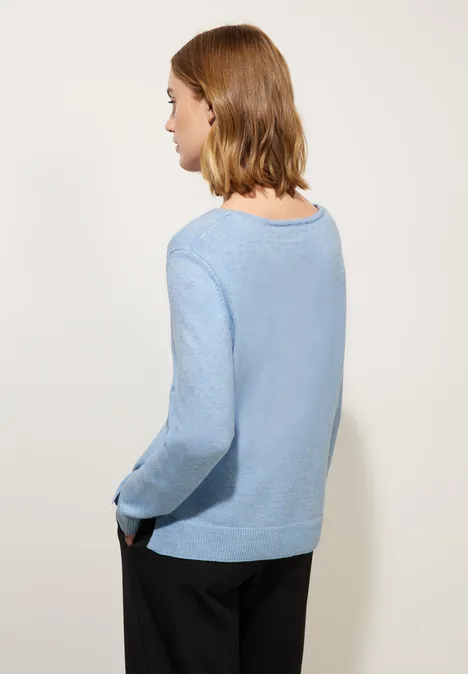 Pull-over à col en V feather blue melange