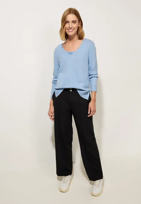 Pull-over à col en V feather blue melange