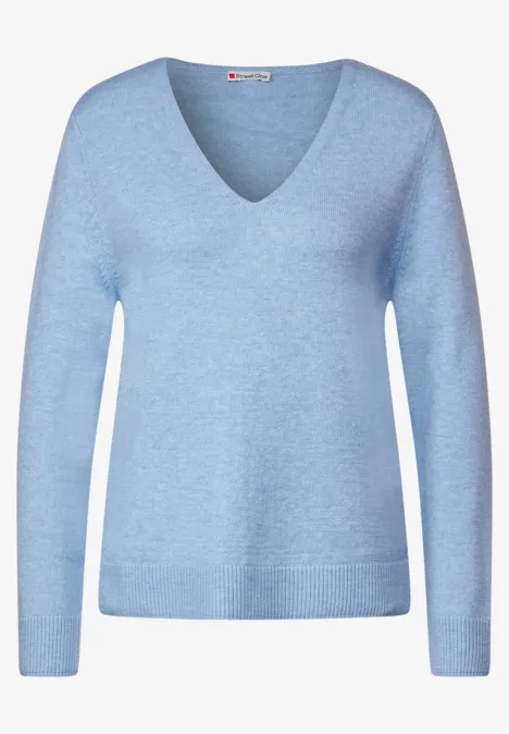 Pull-over à col en V feather blue melange