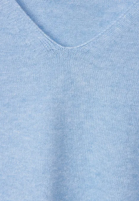 Pull-over à col en V feather blue melange