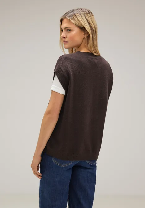 V-Ausschnitt Pullunder rich brown melange