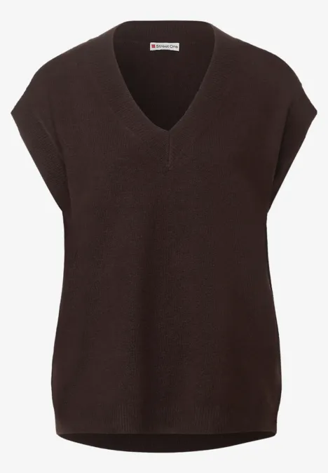 V-Ausschnitt Pullunder rich brown melange
