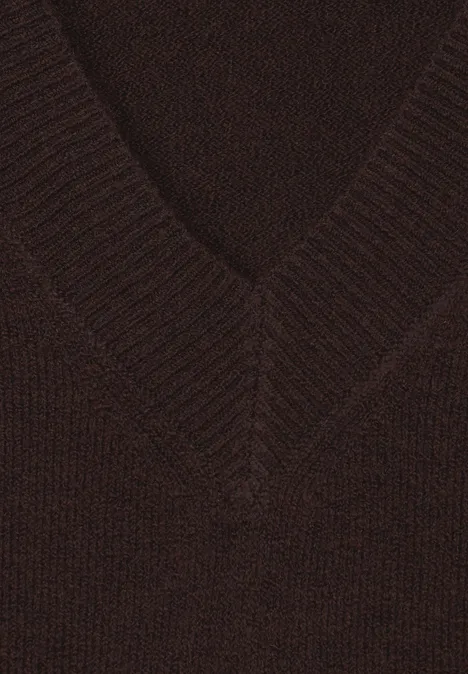 V-Ausschnitt Pullunder rich brown melange