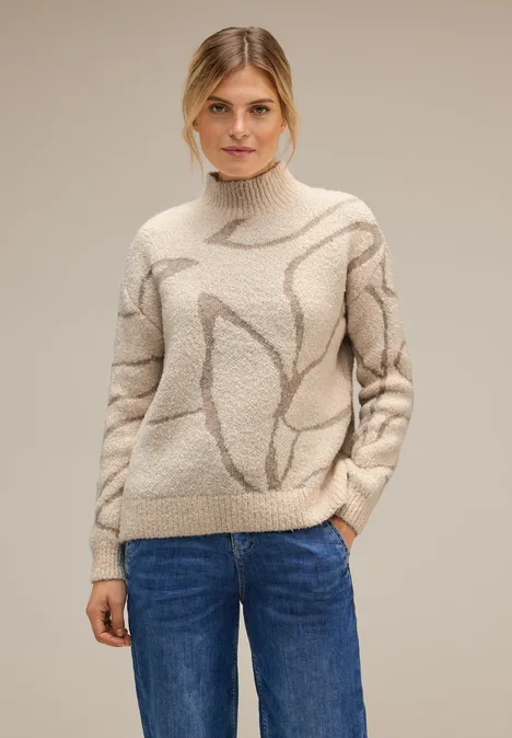 Bouclé Strickpullover lucid white
