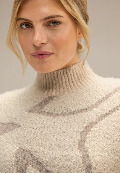 Bouclé Strickpullover lucid white
