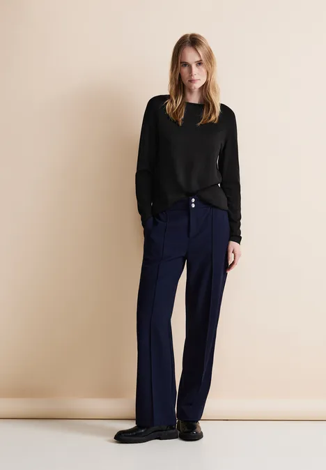 Pull-over en tricot fin basique Black