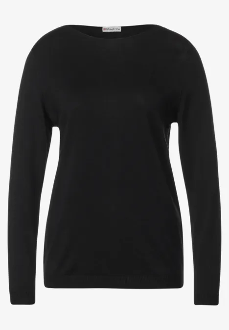 Pull-over en tricot fin basique Black