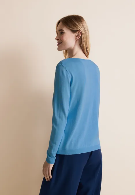 Pull-over en tricot fin basique gentle blue