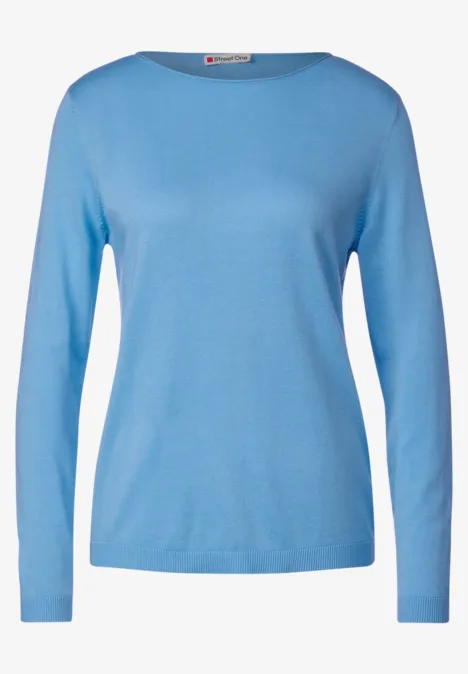 Pull-over en tricot fin basique gentle blue