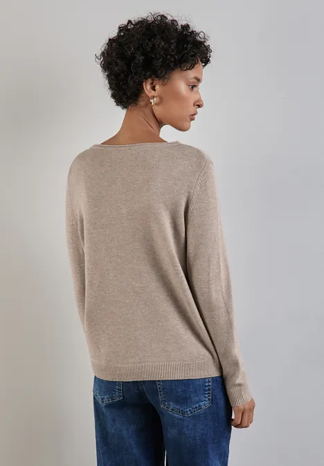 Pull en maille warm taupe mel.