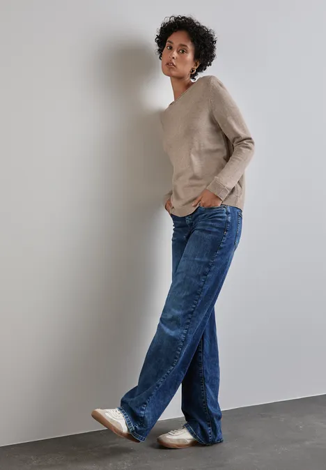 Pull en maille warm taupe mel.
