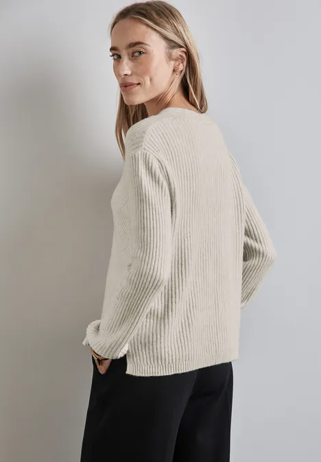 Strukturpullover oak beige melange