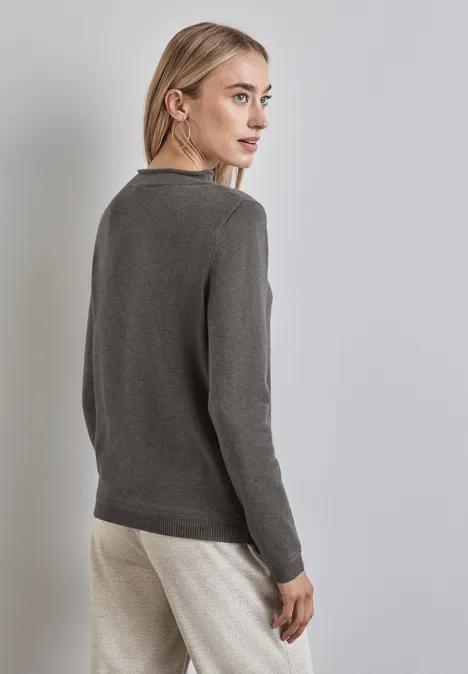 Pull avec ourlet roulé smokey walnut brown melange