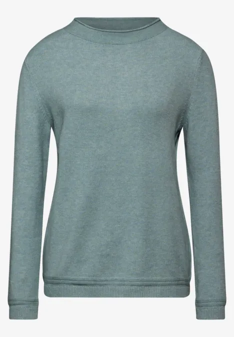 Pullover mit gerolltem Saum steelwood blue melange