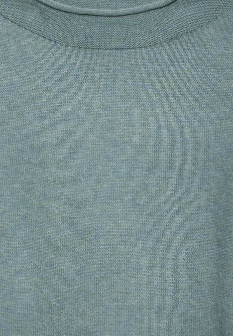 Pullover mit gerolltem Saum steelwood blue melange