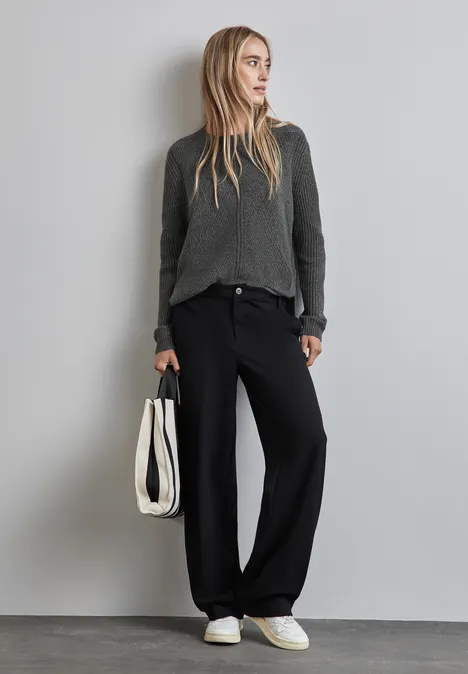 Strukturpullover gravel grey mel.