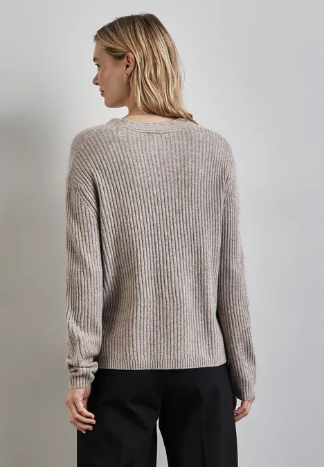 Struktur-Pullover mocha beige mel.