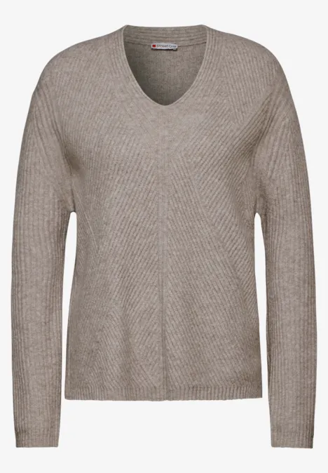 Struktur-Pullover mocha beige mel.