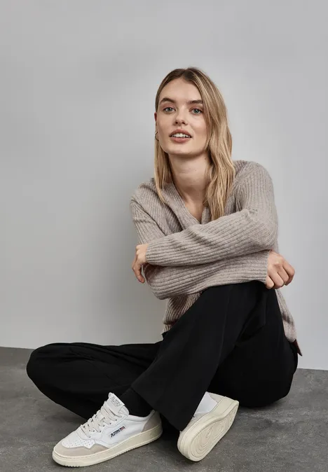 Struktur-Pullover mocha beige mel.