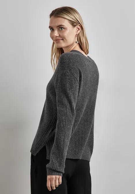 Struktur-Pullover gravel grey mel.
