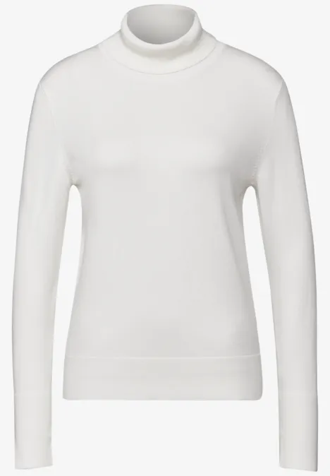 Basic Rollkragen-Pullover off white