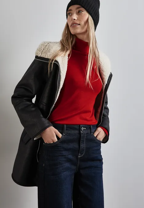Pull à col roulé basique autumn red