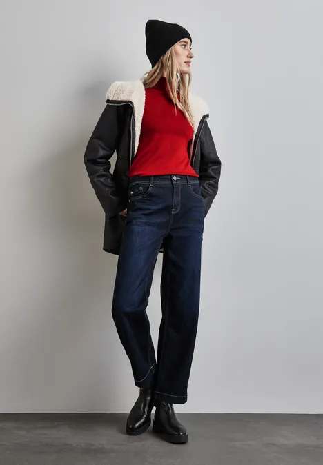 Pull à col roulé basique autumn red