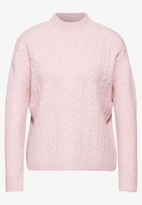 Pullover mit Strickmuster petal rose mel.
