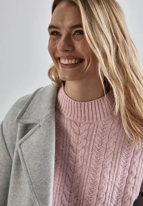 Pullover mit Strickmuster petal rose mel.