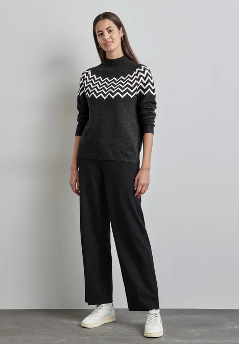 Pullover mit Stehkragen anthracite melange